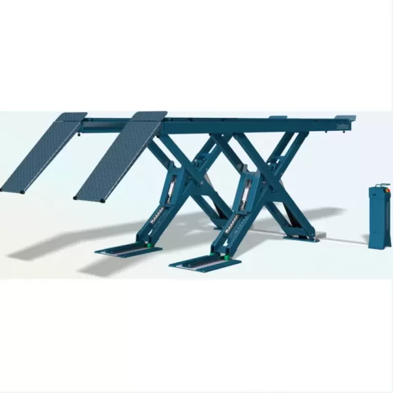 Cầu nâng cắt kéo dùng cho kiểm tra góc đặt bánh xe + bàn nâng phụ